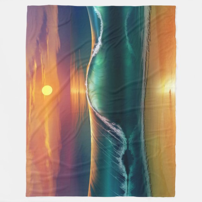 Golden Horizon Wave Fleece Decke (Vorderseite)