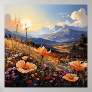 Golden Horizon Wildblume Fjord Poster