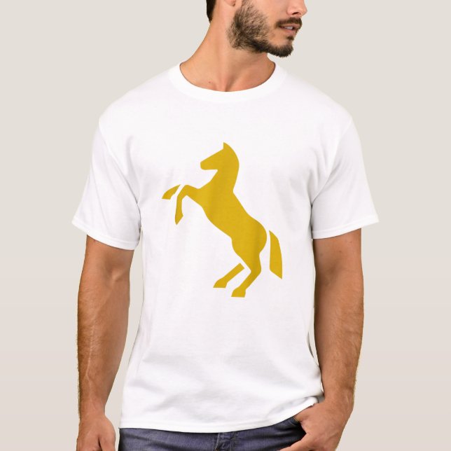 Golden Horse Design Funny T Shirt Niedlicher Hengs (Vorderseite)