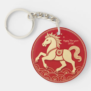 Golden Horse Rot Chinesisches Neujahr 2026 Schlüsselanhänger