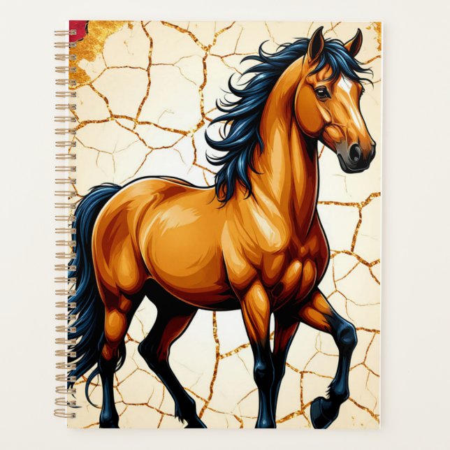 Golden Horse With Flowing Black Mane Planer (Vorderseite)