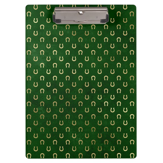 Golden Horseshoe Lucky Charm St Patricks Day Klemmbrett (Vorderseite)
