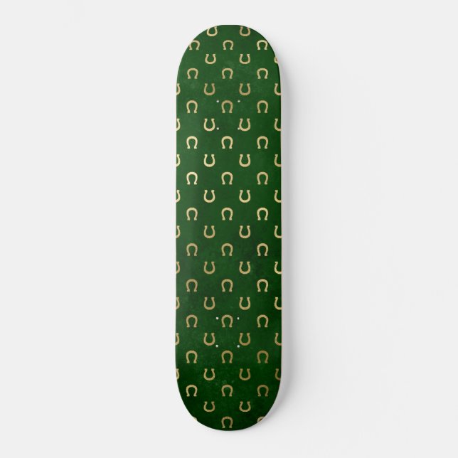 Golden Horseshoe Lucky Charm St Patricks Day Skateboard (Vorderseite)