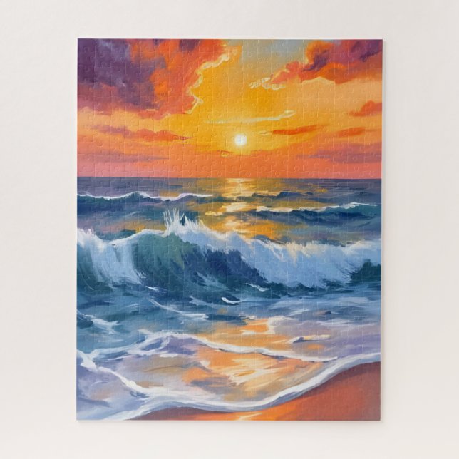 Golden Hour Beach Sunset Coastal Puzzle (Vertikal)