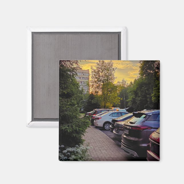 Golden Hour Cityscape Magnet - Individuell gestalt (Vorderseite/Rückseite)