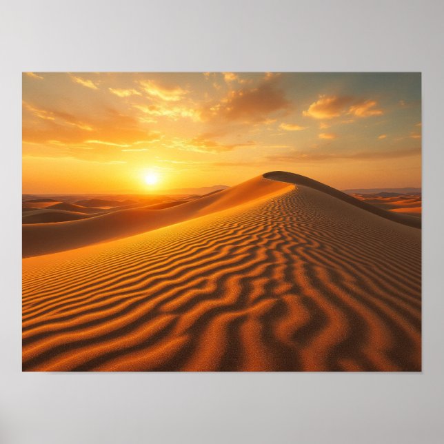 Golden Hour Desert Sand Dunes Sunset Photography Poster (Vorne)