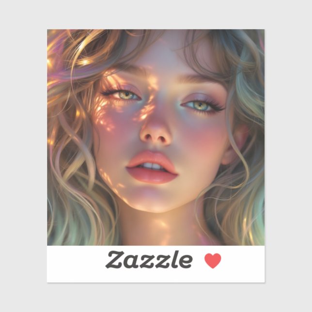 Golden Hour Dream - Radiant Angelo Portrait Aufkleber (Blatt)