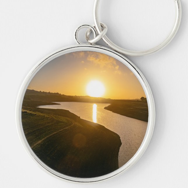 Golden Hour Glow at Baitings Reservoir Schlüsselanhänger (Vorne)