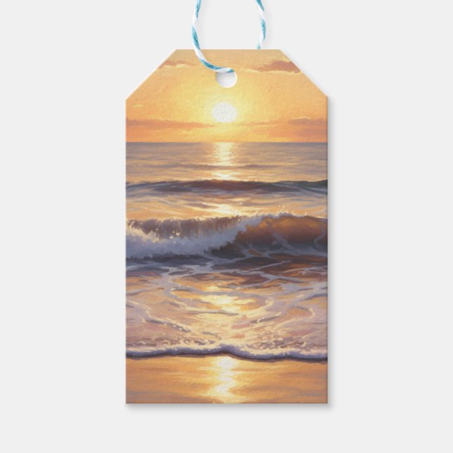 Golden Hour Ocean Sunset Geschenkanhänger (Vorderseite)