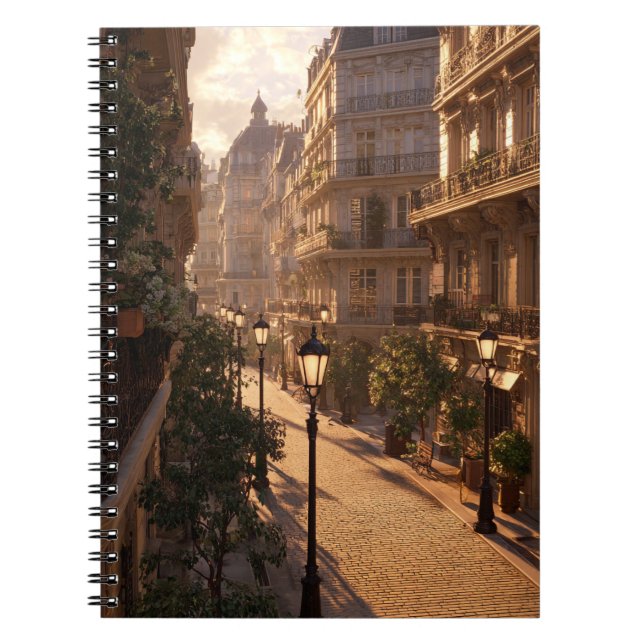 Golden Hour Paris Quiet Street Notebook Notizblock (Vorderseite)