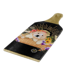 GOLDEN HOUR - Retriever - Glasscherben Schneidebrett