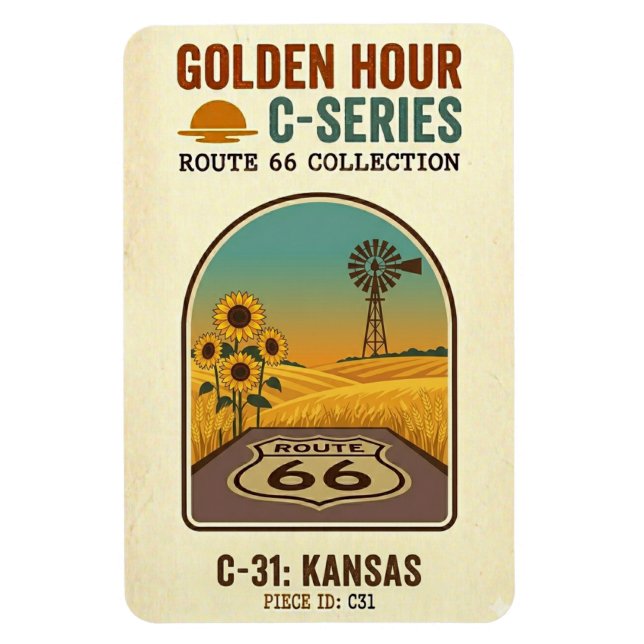 Golden Hour Route 66 C-Serie | Kansas Magnet (Vertikal)