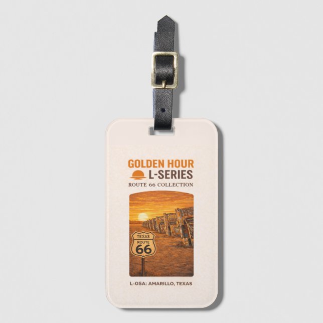Golden Hour Route 66 L-Serie | Amarillo Texas Gepäckanhänger (Vorderseite Vertikal)