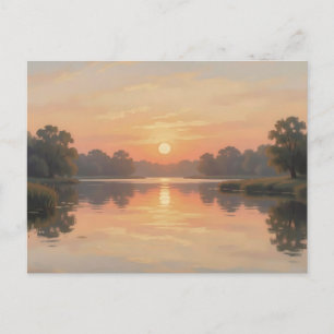 Golden Hour See Reflexion Impressionist Postkarte