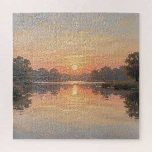Golden Hour See Reflexion Impressionist Puzzle