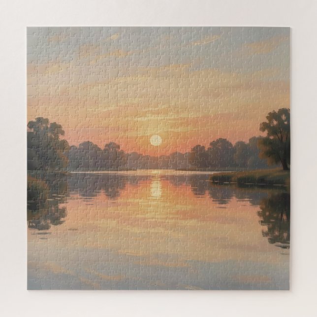 Golden Hour See Reflexion Impressionist  Puzzle (Vertikal)