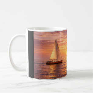 Golden Hour Segelboote Leinwand-Wandkunst Küste Kaffeetasse