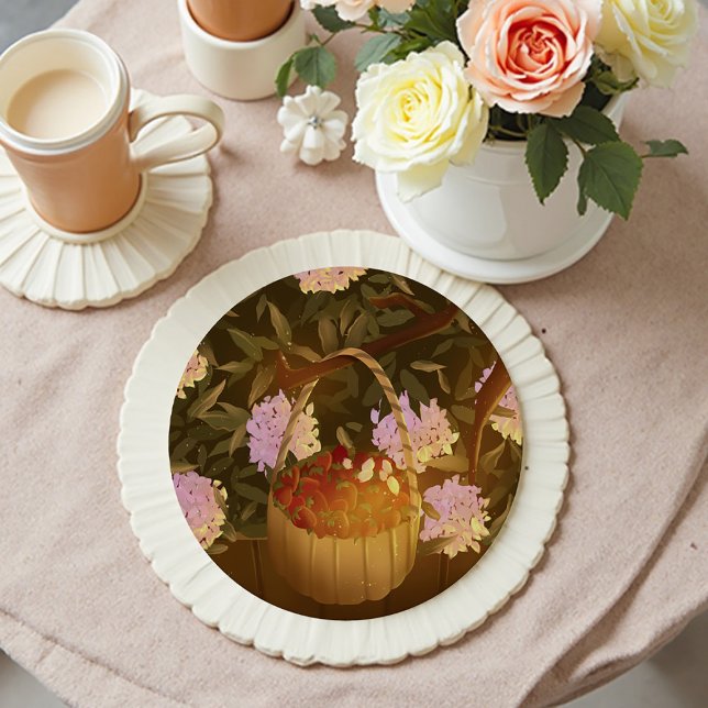 Golden Hour Strawberry Basket Runder Pappuntersetzer (Von Creator hochgeladen)