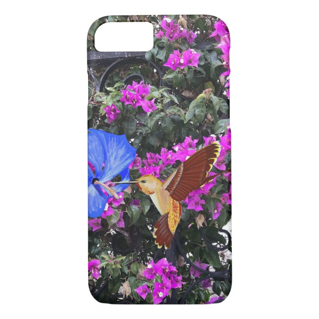 Golden Hummingbird, Blue Hibiskus & Bougainvillea Case-Mate iPhone Hülle (Rückseite)