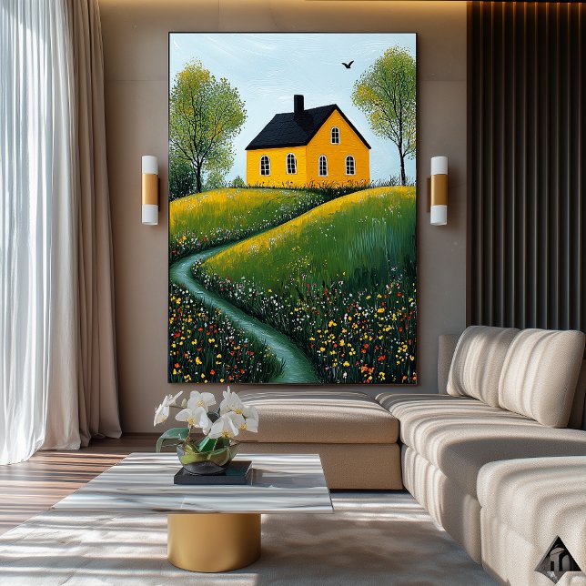 Golden Hütte Retreat - Naïf Gemütliches Land Art Poster (Von Creator hochgeladen)