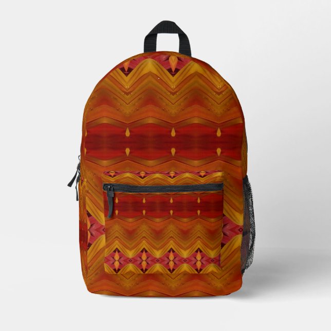 Golden Ikat Bedruckter Rucksack (Vorderseite)