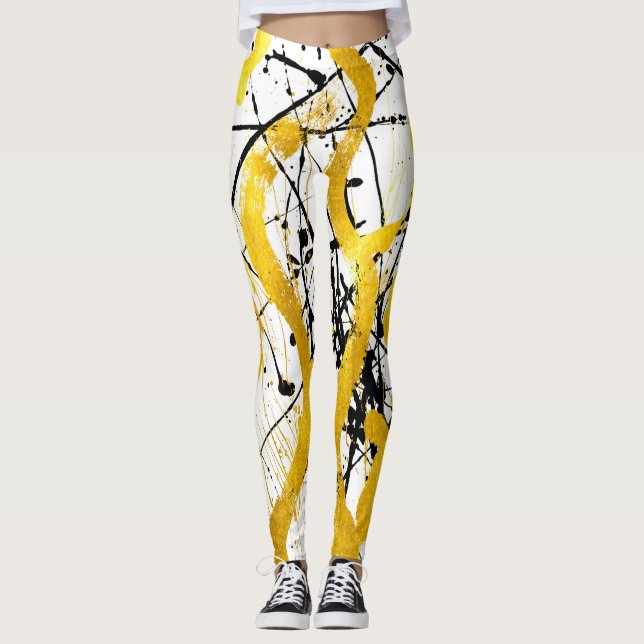 Golden in strokes on white metal leggings (Vorderseite)