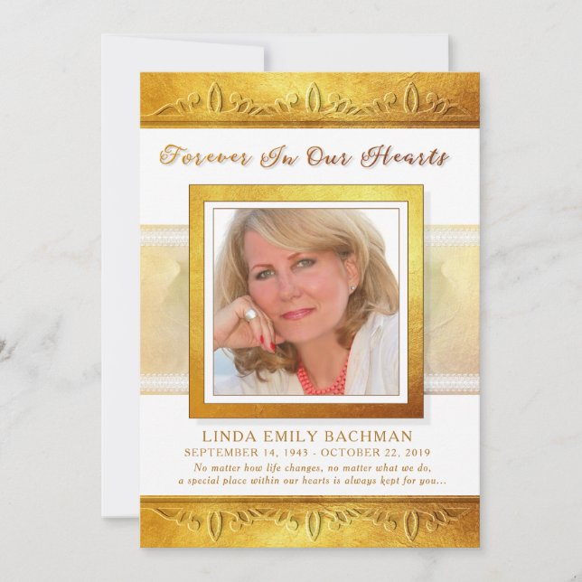 Golden in unserem Herzen Foto Danke Beileid (Vorderseite)