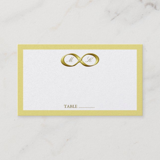 Golden Infinity Hand Clasp Hochzeit Platzkarte (Vorderseite)