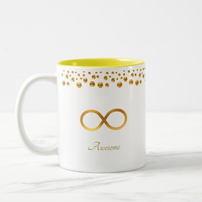 Golden Infinity Symbol & Confetti Zweifarbige Tasse (Links)