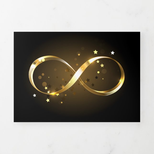 Golden Infinity Symbol Dreifach Gefaltete Karte (Cover)