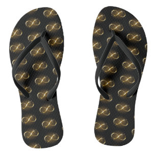 Golden Infinity Symbol Flip Flops