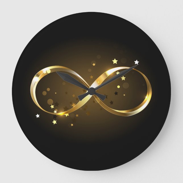 Golden Infinity Symbol Große Wanduhr (Vorderseite)
