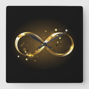 Golden Infinity Symbol Quadratische Wanduhr