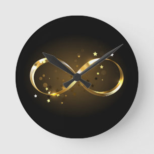 Golden Infinity Symbol Runde Wanduhr