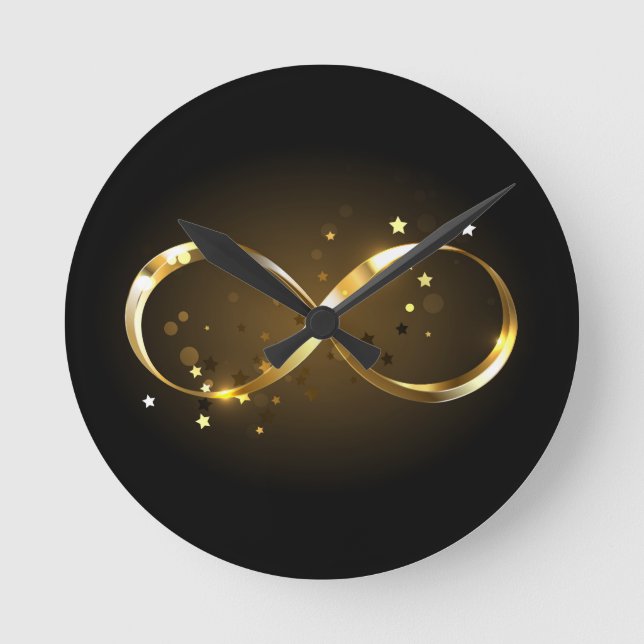 Golden Infinity Symbol Runde Wanduhr (Vorderseite)