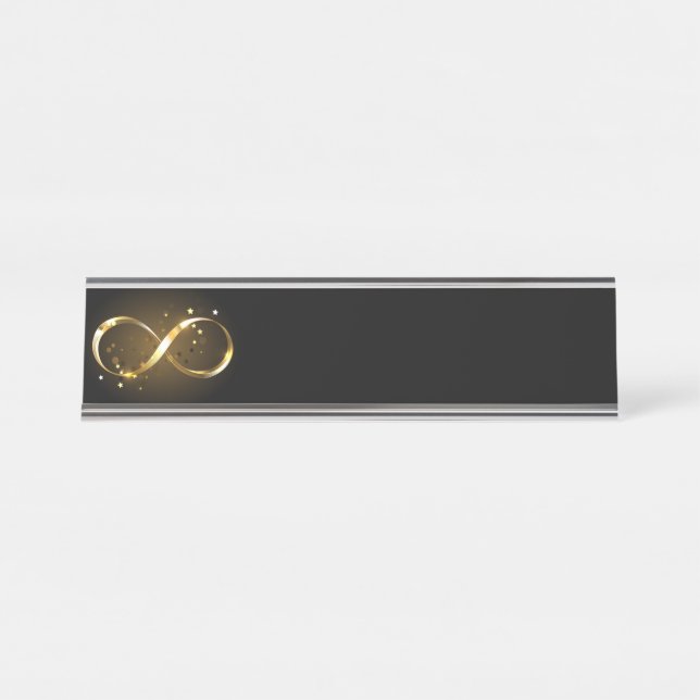 Golden Infinity Symbol Schreibtischnamensplakette (Vorderseite )