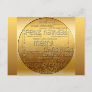 Golden International Christmas Navidad H Postcard Feiertagspostkarte