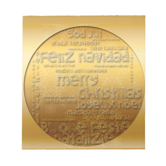 Golden International Christmas Navidad Notepad Notizblock (Vorderseite)