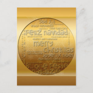 Golden International Christmas Navidad V Postcard Feiertagspostkarte