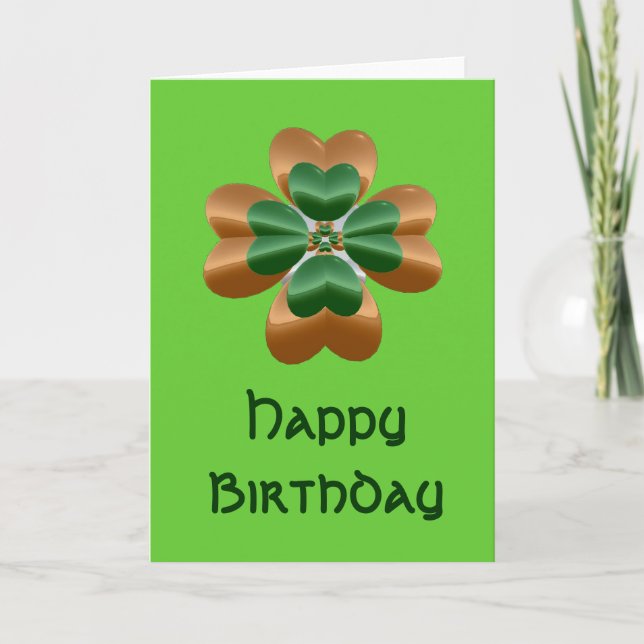 Golden Irish Kleeblatt Happy Birthday Card Karte (Vorderseite)