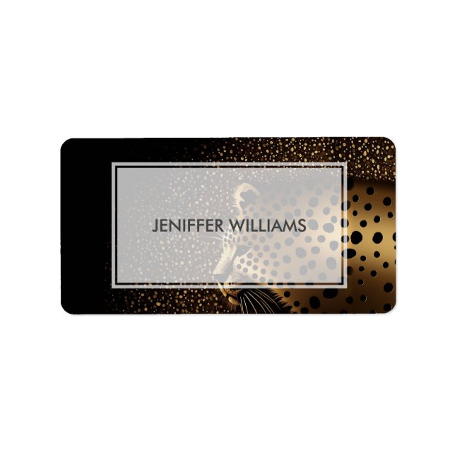 Golden Jaguar Muster Adressaufkleber (Vorne)