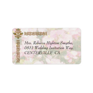 Golden Jeweled Floral Wedding Adressaufkleber