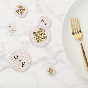 Golden Jeweled Floral Wedding Konfetti