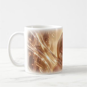 Golden Joy Flüssiges Licht Lächelnde Frau Tasse