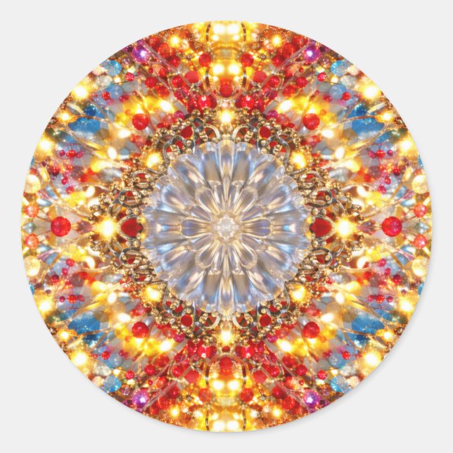 Golden Kaleidoscope Mandala – Sparkling Sticker (Vorderseite)