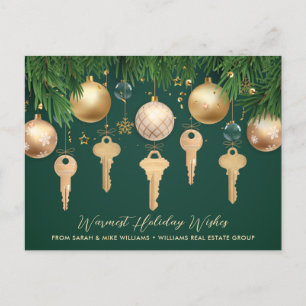Golden Keys Immobilien Weihnachtskarte Feiertagspostkarte