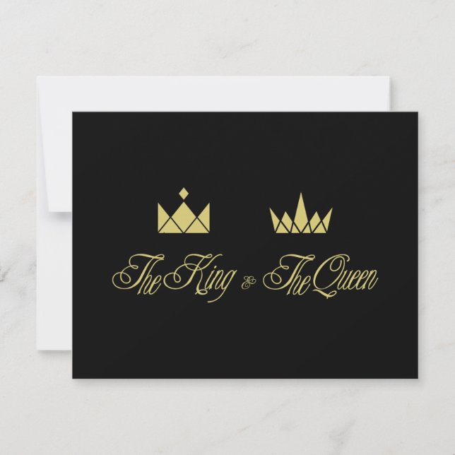 Golden King and Queen Crowns for Wedding Mitteilungskarte (Vorderseite)