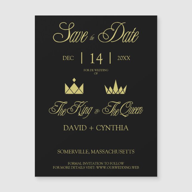 Golden King & Queen Crowns for Wedding Magnetkarte (Vorderseite)