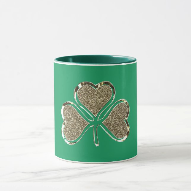 Golden Kleeblatt Clover Ireland Irish Symbol Tasse (Zentrum)