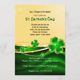 Golden Kleeblatt St. Patricks Party Einladung